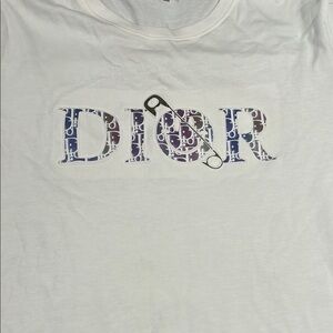 Dior White T-Shirt with Purple Graphic